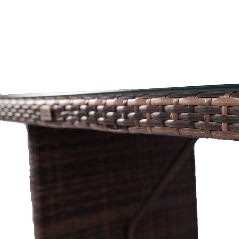Modern rattan wicker table with tempered glass for living room, patio-Not in use