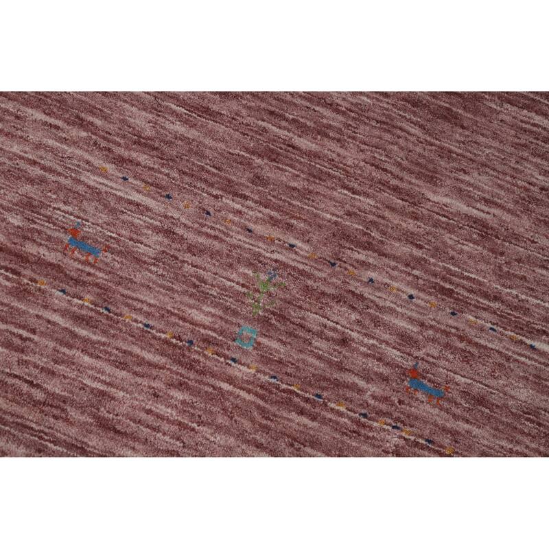 Hand Knotted Oriental 100% Wool Carpet Tribal Tribal Pink Gabbeh Area Rug - 9' 8'' X 7' 10''