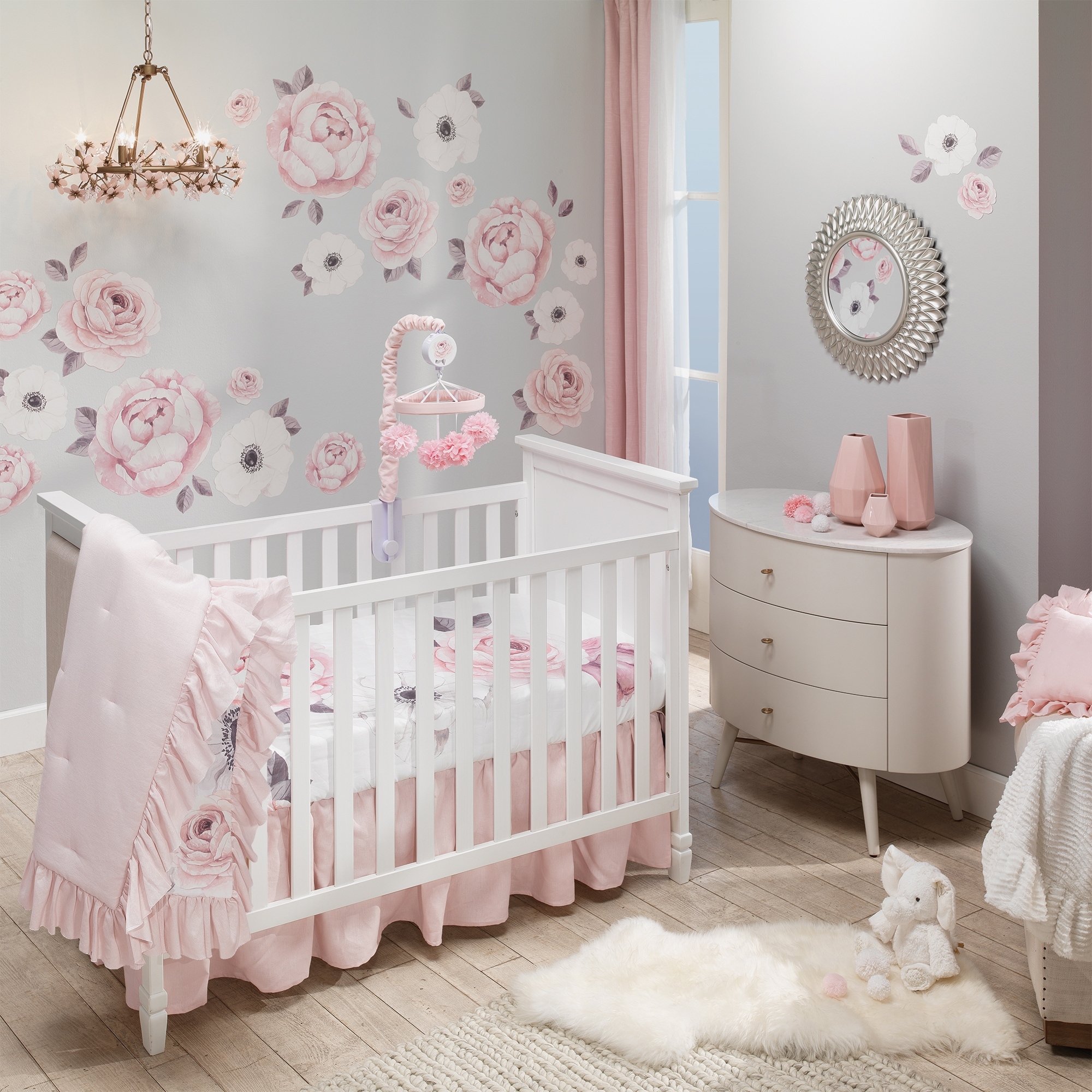 Navy and pink crib bedding online