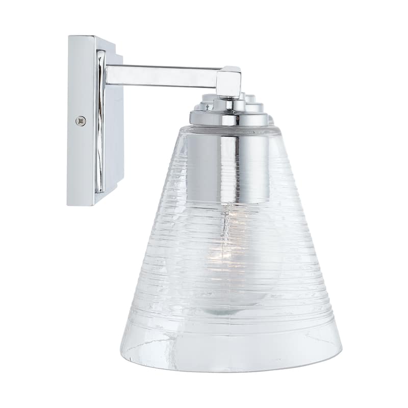 Layla 3-light Chrome Bath/ Vanity Fixture w/ Embossed Spiral Glass