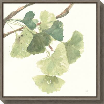 Canvas Art Framed 'Gingko Leaves I Light' by Chris Paschke
