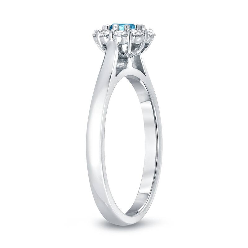 Auriya 14k Gold 3/4cttw Blue Diamond Halo Engagement Ring (H-I, I1-I2)