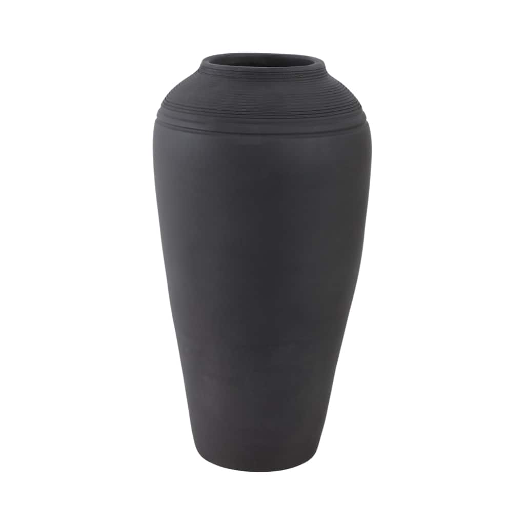 Pottery Vase Handcrafted Design with Textured Rim Tapered Body