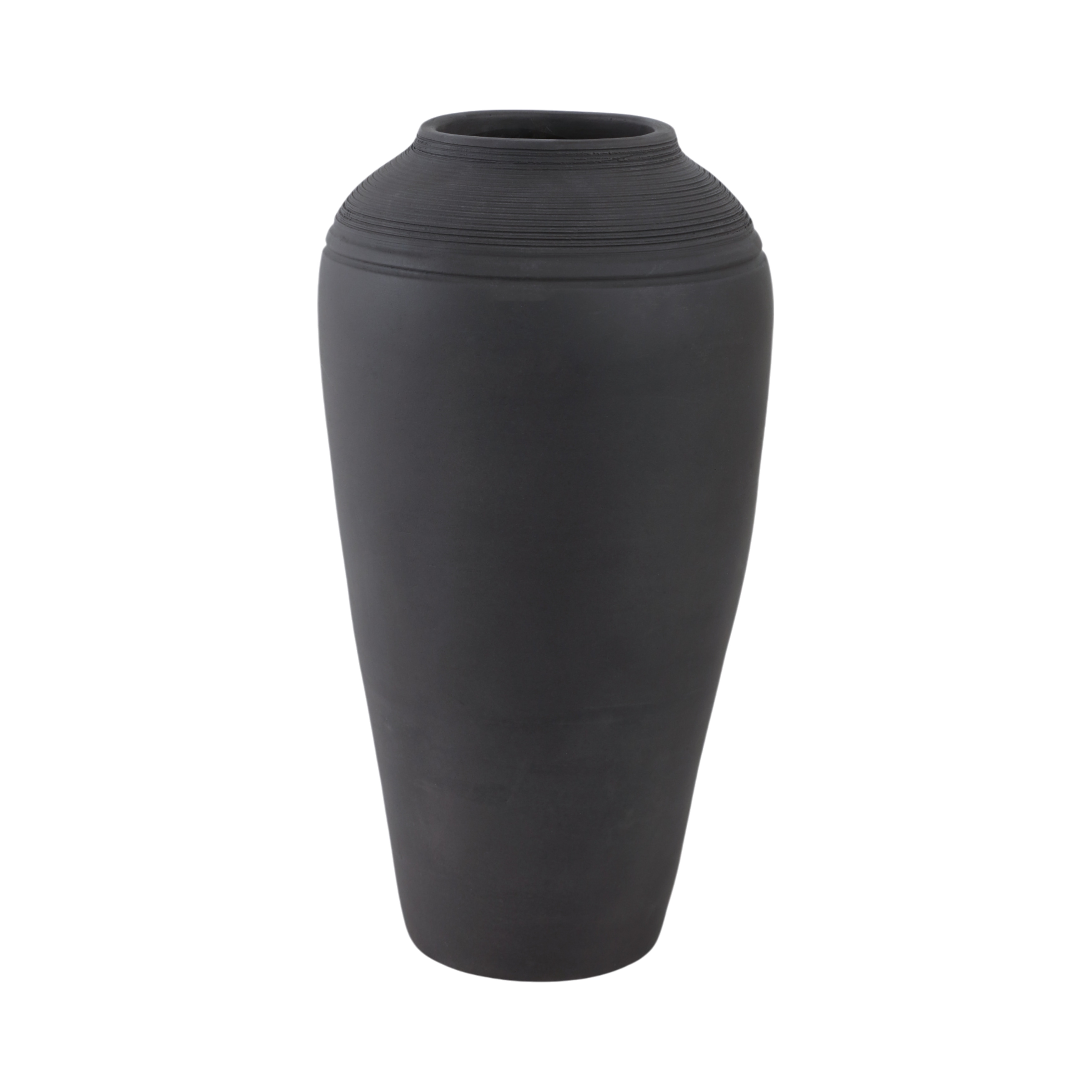 Pottery Vase Handcrafted Design with Textured Rim Tapered Body