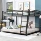 preview thumbnail 2 of 7, Full XL over Queen Size Metal Floor Bunk Bed with Sloping Stairs