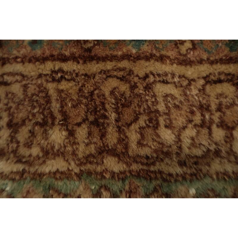 Hand Knotted Oriental 100% Wool Carpet Traditional Floral Green Kerman Area Rug - 19' 1'' X 11' 9''