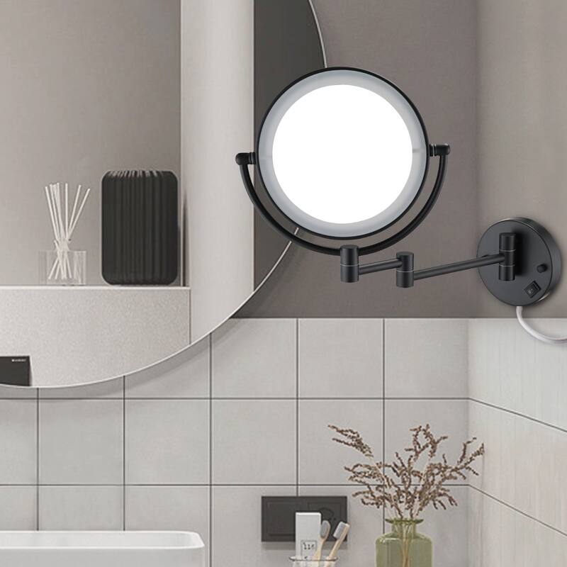 8 Inch LED Wall Mount Two-Sided Makeup Vanity Mirror,Requires Hardwiring