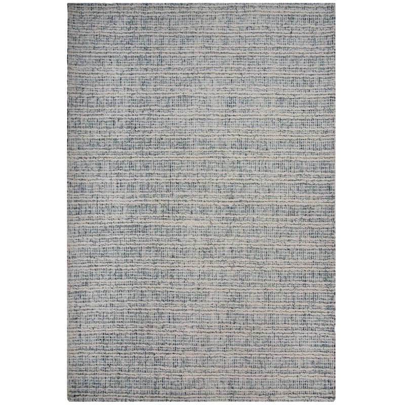 Alora Decor Lofton Geometric Stripe Textured Modern Wool Rug - 8'9" x 11'9" - Blue