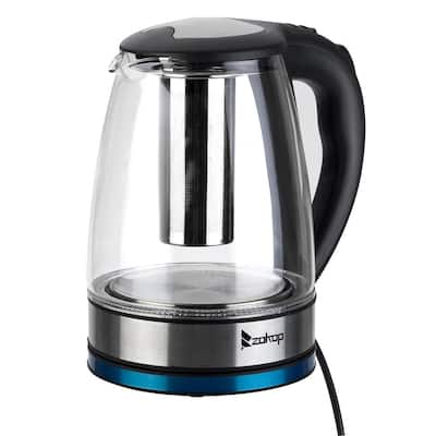 7 colors LED light Stainless Steel Electric Glass Tea Kettle with Auto Shutoff Protection(1.8L )
