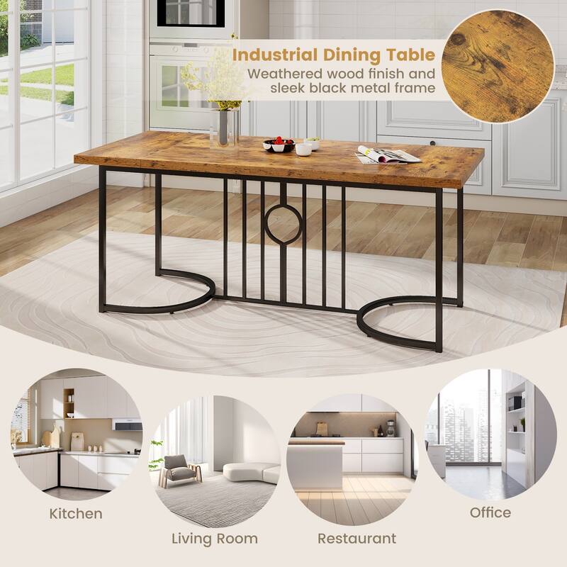 Gymax 71'' Large Dining Table for 6-8 People Rectangular Kitchen Table