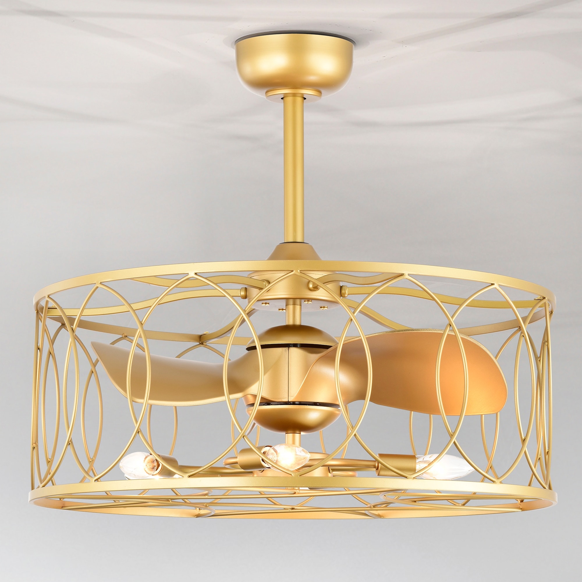 Warehouse of Tiffany Kauri 26-inch Matte Gold 6 Lights 3 Blades Lighted Ceiling Fan with Remote