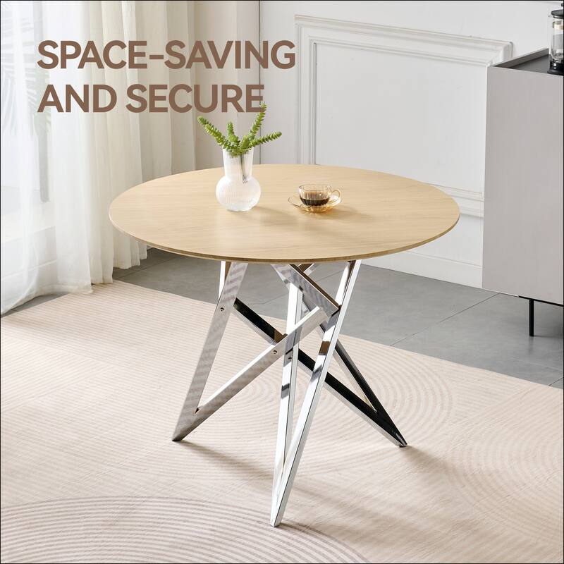 37Inch Round Dining Table, Small Round Kitchen Table With Golden Metal Legs, Suitable For 2 To 4 People