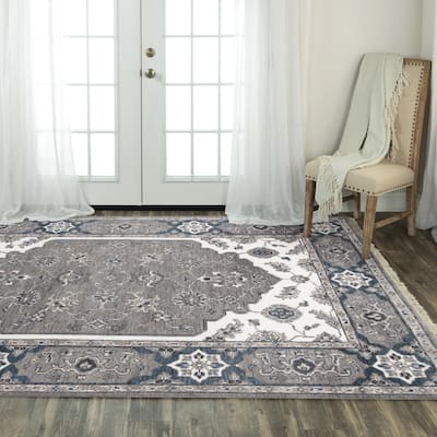 Alora Decor Greek Transitional Gray/Ivory Wool Area Rug