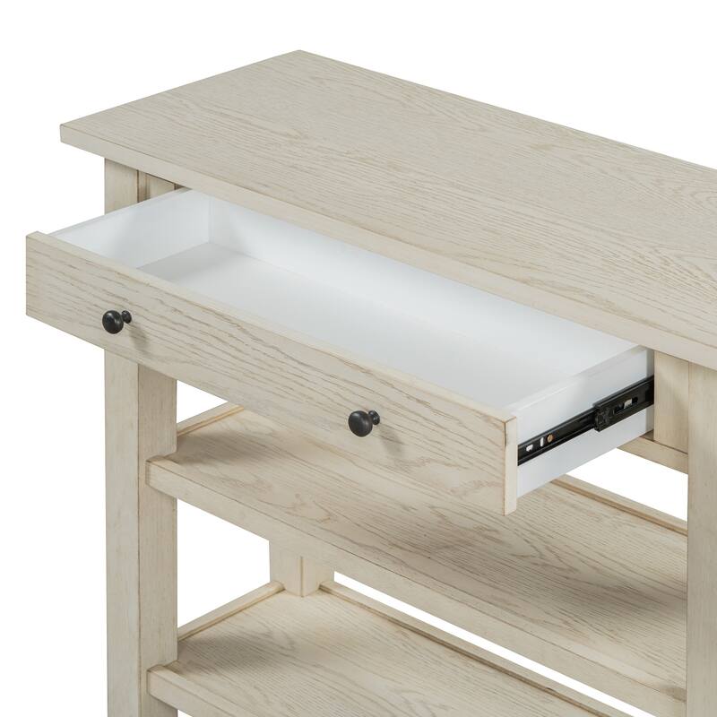 36" Retro Console Table with Drawer and Two Sturdy Shelves for Entryway or Living Room