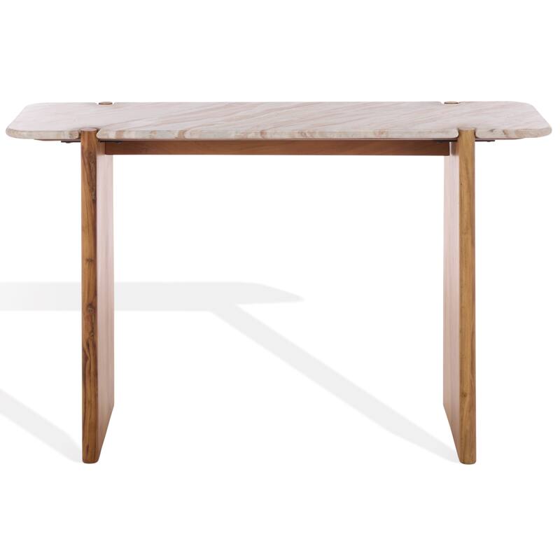 SAFAVIEH Couture Feliciabeth Marble Console Table - 47"W x 16"D x 30"H - Natural/Light Brown