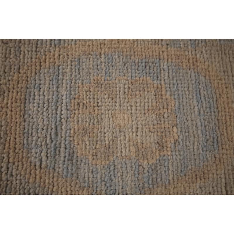 Vegetable Dye Oushak Turkish Area Rug Handmade Blue Wool Carpet - 8'11" x 11'11"