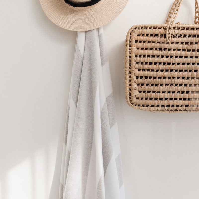 Tina Coloured Beach Towel - White/Gray