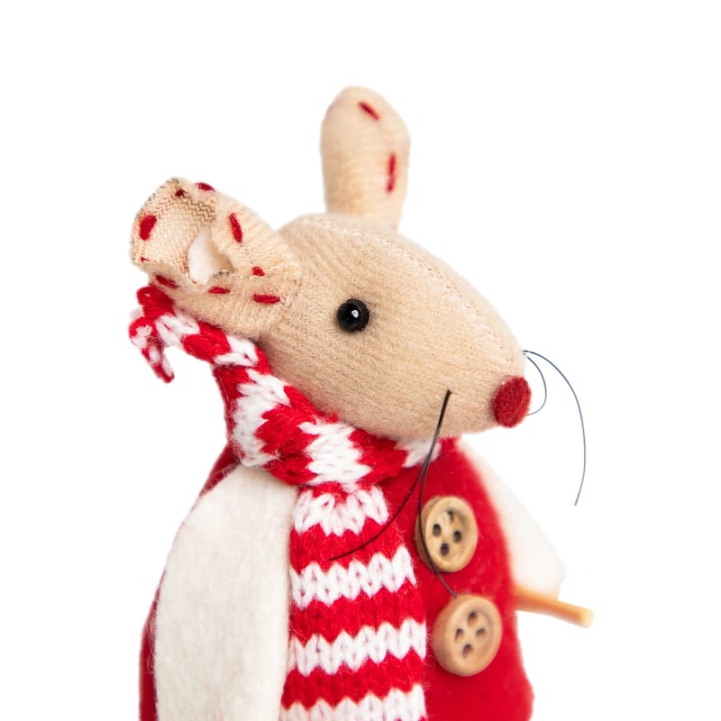 Skiing Mice Christmas Decorations - 3.5" - Set of 2