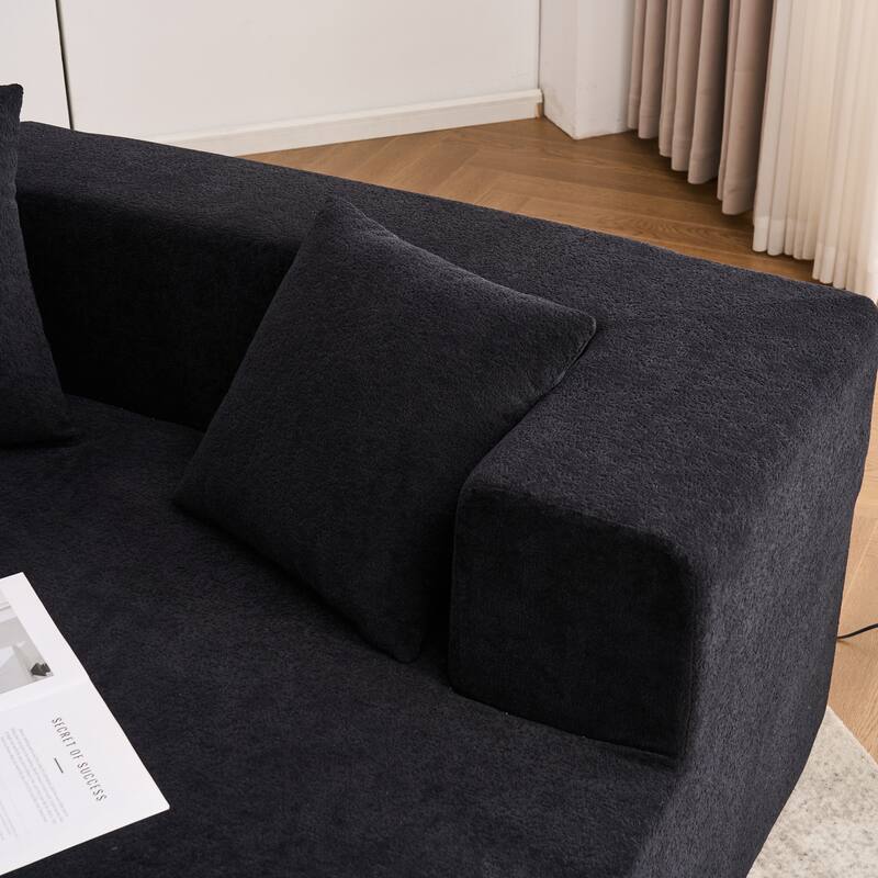129.5" Chenille Memory Foam Sectional Sofa with Deep Seat, No Installation Required, and Quick Rebound Foam