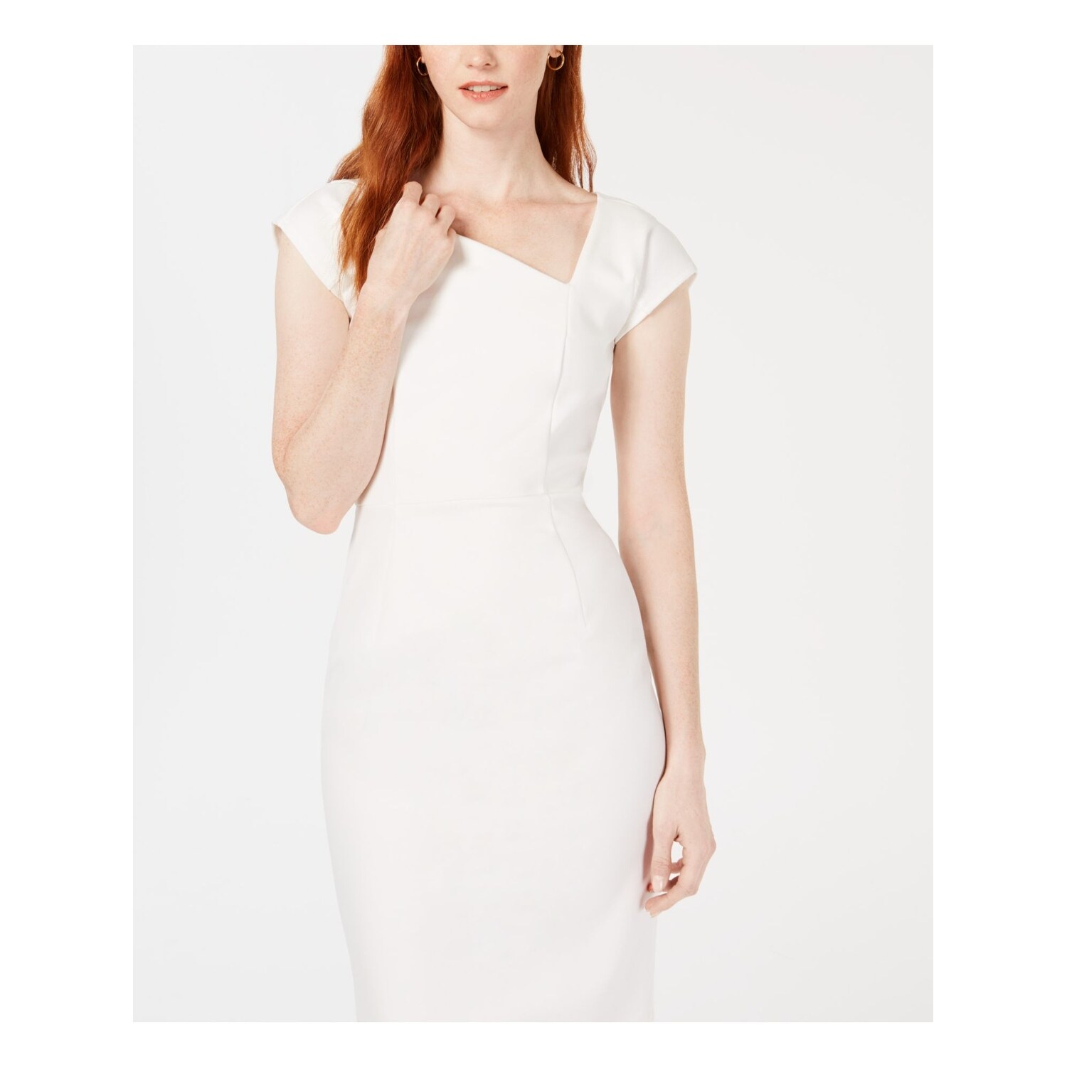 white dresses with sleeves and below the knee