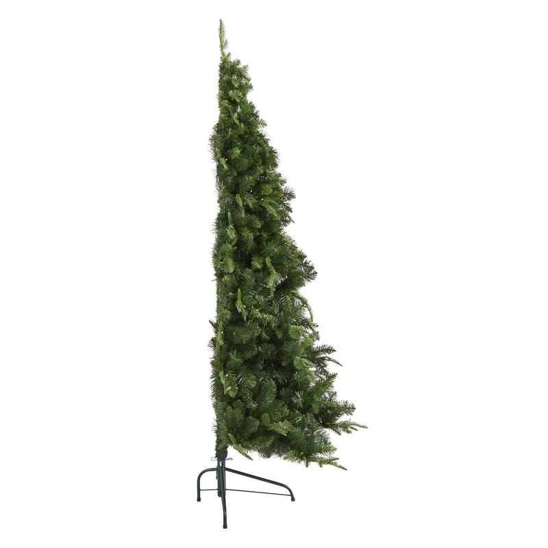 6’ Pre-Lit Grand Teton Flat Back Artificial Christmas Wall Tree, Warm Clear LED Lights - 6.5 Foot