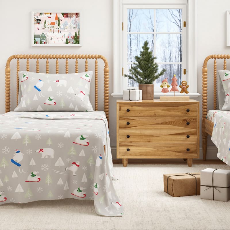 Linery & Co. Ultra-Soft Turkish Cotton Flannel Christmas Print Sheet Set