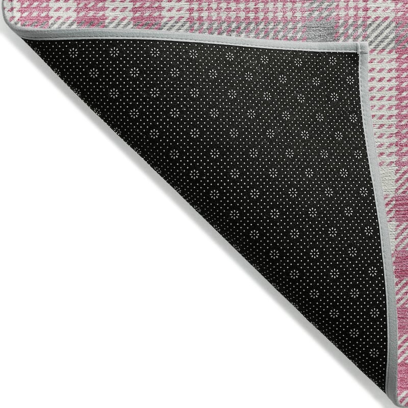 Machine Washable Indoor/ Outdoor Plaid Chantille Rug