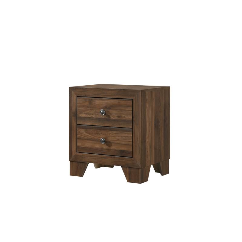 Transitional Brown Cherry Nightstand with Two Drawers