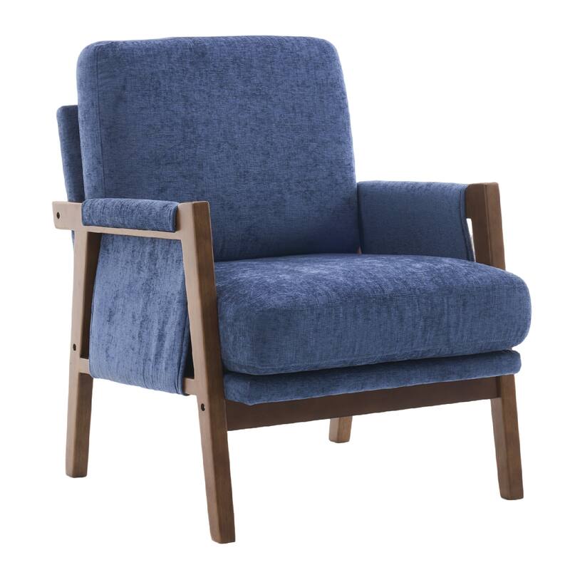 Mid-Century Modern Accent Chairs ,Modern Accent Chair,Chair with Soft Waist Cushion,Ergonomic Lounge Chairs - Navy