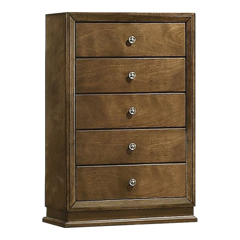 Furniture of America Igala Walnut Wood 5-Drawer Oversized Chest