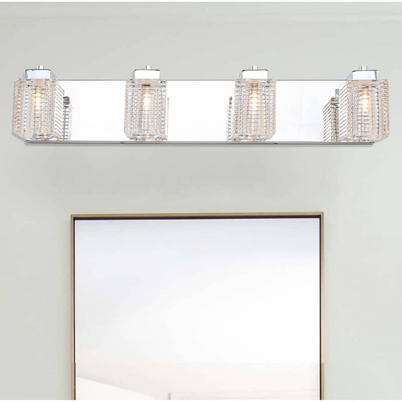 4 Lights Glass Vanity Wall Sconce For Bathroom