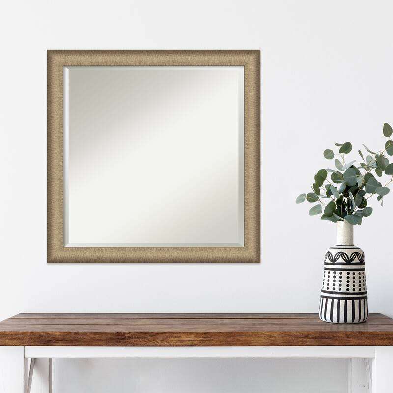 Beveled Wall Mirror - Elegant Brushed Bronze Narrow Frame