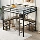 preview thumbnail 5 of 14, Elegant Full Metal Loft Bed with Desk and Shelves, Loft Bed with Ladder and Guardrails, Loft Bed Frame for Bedroom, Black