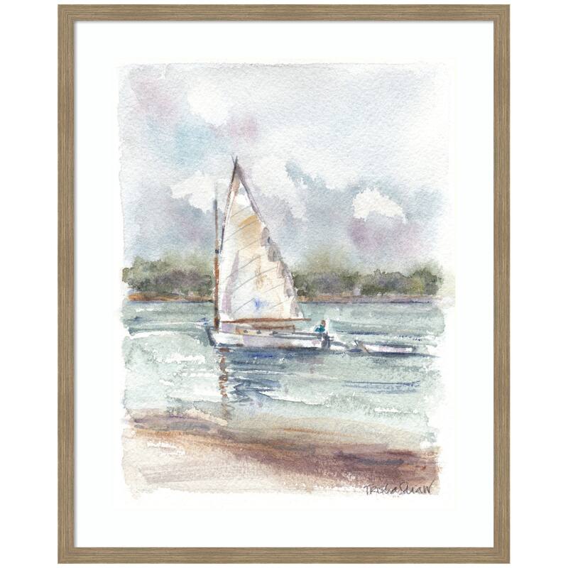 Kate and Laurel Framed Art 1 Maryanne Welch Chatham Fog Sailboat by Patricia Shaw - 34x42 - Brown