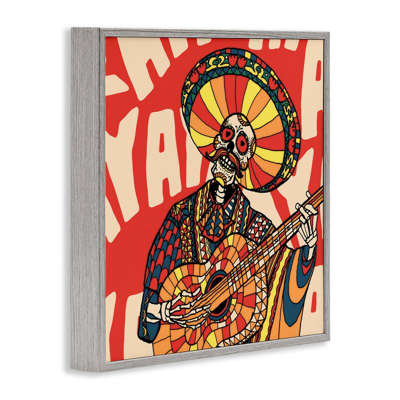 Stupell Day Of Dead Guitarist Skeleton Framed Giclee Art Design By Ali Gulec