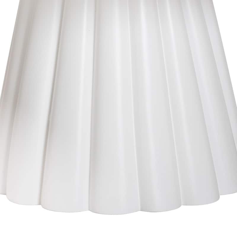 Parvana Round Coffee Table with Fluted Pedestal Base - Contemporary White Resin Accent Table for Living Room