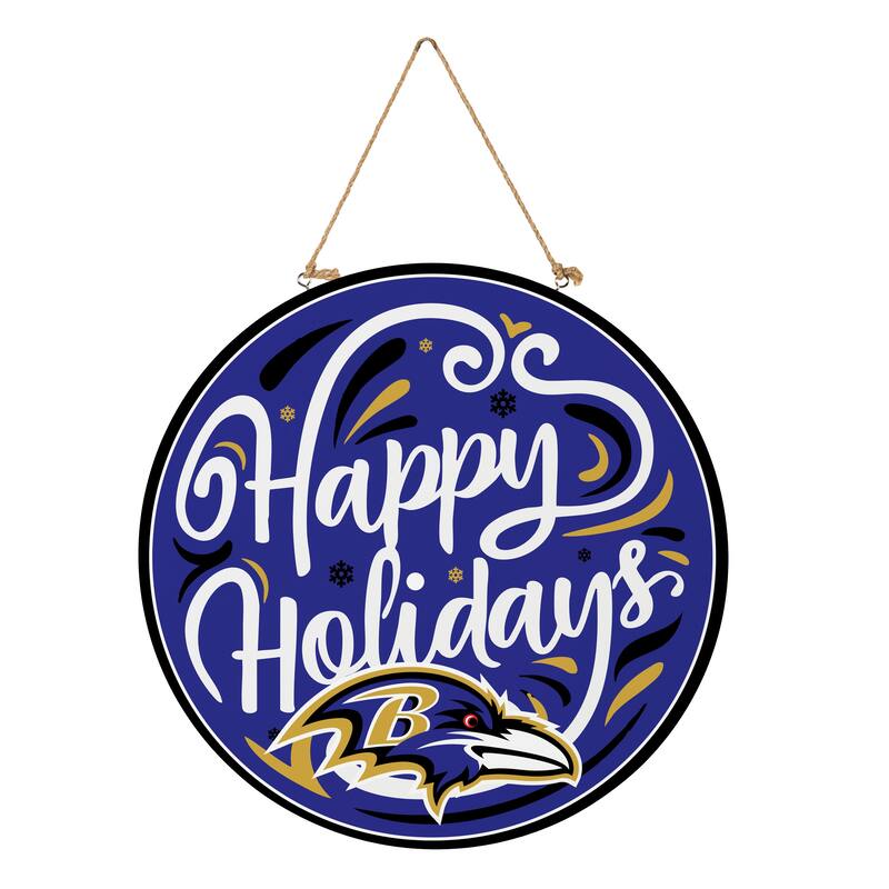 Baltimore Ravens 18" x 18" Happy Holidays Door Décor Wall Sign - 18" x 18"
