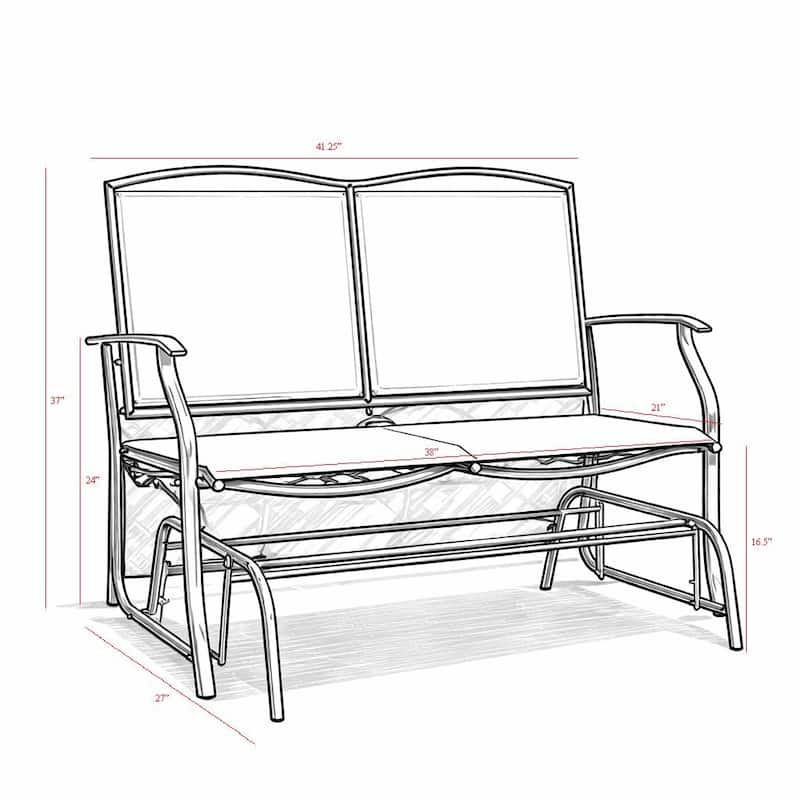 Kaycey 2-Person Brown Metal Outdoor Loveseat Glider with Mix Tan Sling - N/A