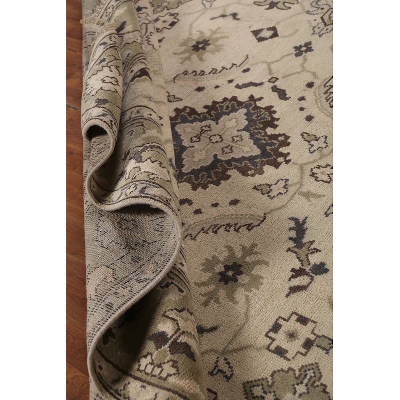 Earth Tone Oushak Area Rug Hand-Knotted Oriental Wool Carpet - 8'1" x 10'0"