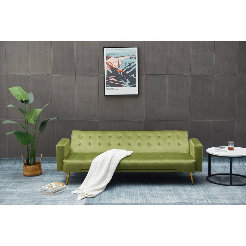 Army Green Solid Wood+MDF Sofa Bed, 75x32x29 inches