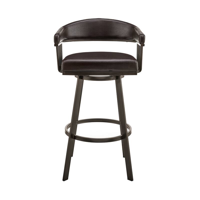 Bronson Faux Leather Upholstered Metal Swivel Bar or Counter Stool