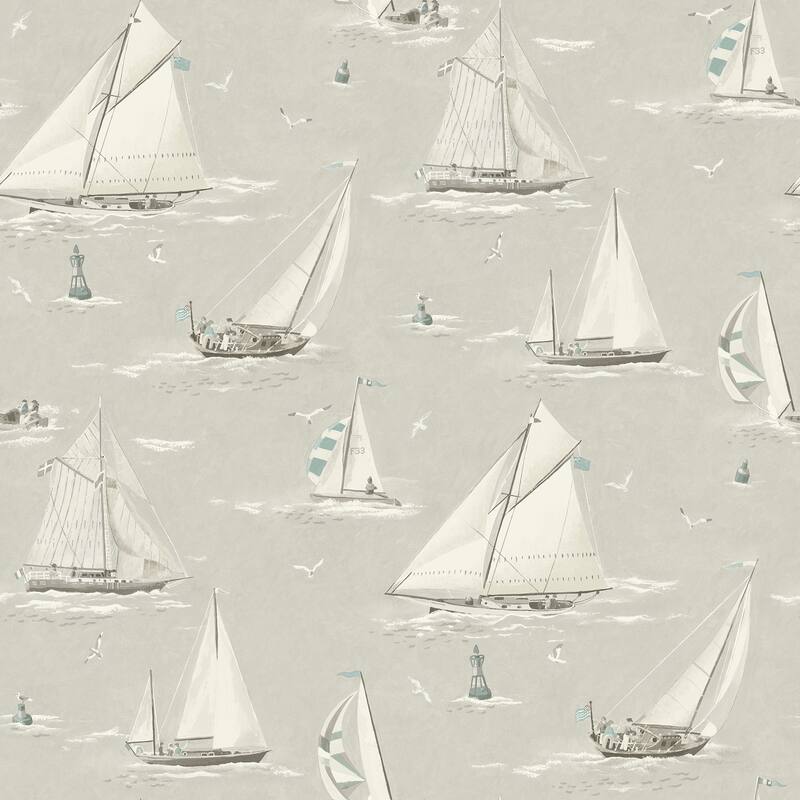 Chesapeake Leeward Light Grey Sailboat Wallpaper