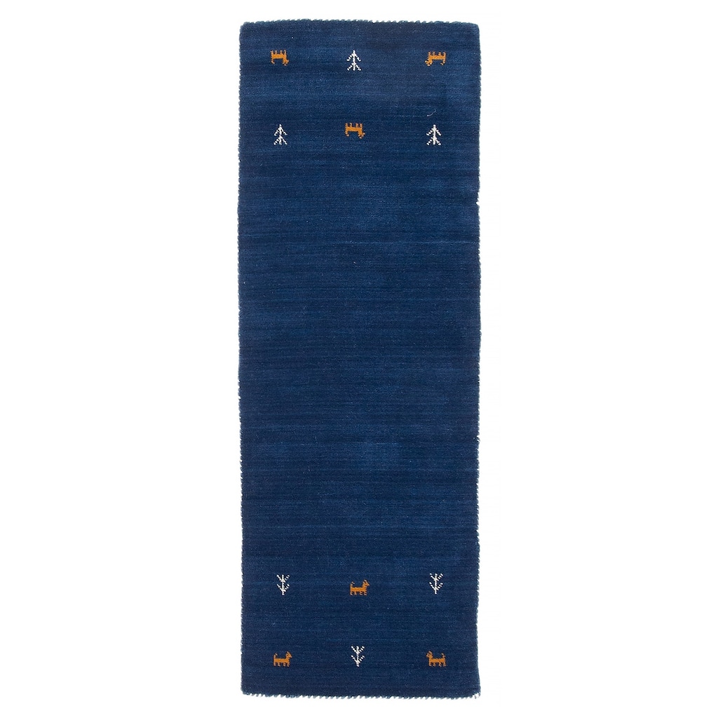 Kashkuli Gabbeh Blue Rug 2'6" x 6'5" - 2'6 x 6'5
