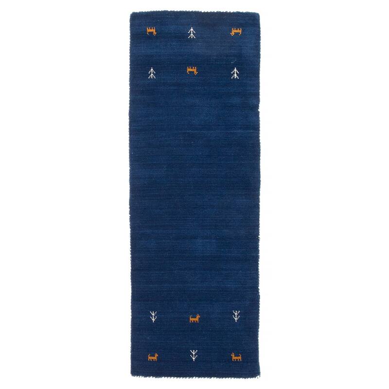 Kashkuli Gabbeh Blue Rug 2'6" x 6'5" - 2'6 x 6'5 - Dark Blue - 2'6 x 6'5