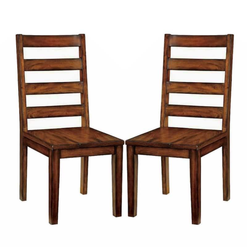 Set of 2 Wooden Dining Chairs in Tobacco Oak Finish - Oak
