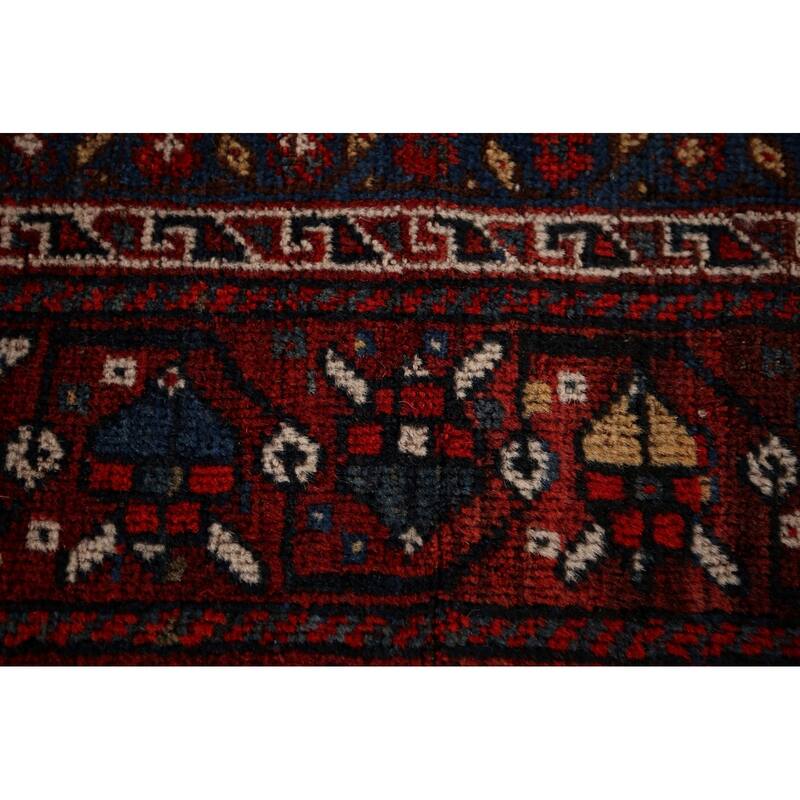 Pre-1900 Antique Qashqai Persian Area Rug Hand-Knotted Wool Carpet - 4'11"x 6'4"