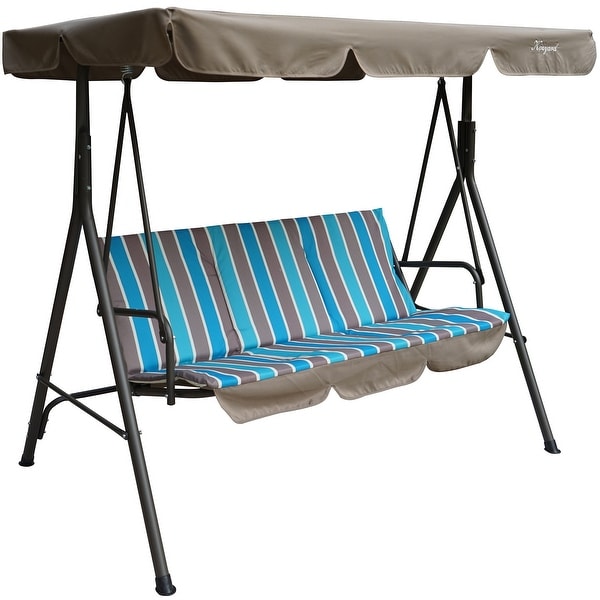 Large, Blue PatioFestival Outdoor Swing Large Converting Canopy Strong Weather Resistant Porch Swings for 2 Person 
