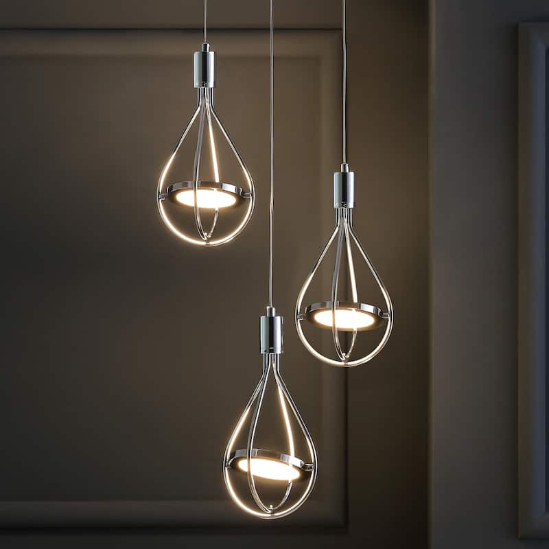 Orion 11.5" 3-Light Adjustable Integrated LED Cluster Pendant, Chrome by JONATHAN Y