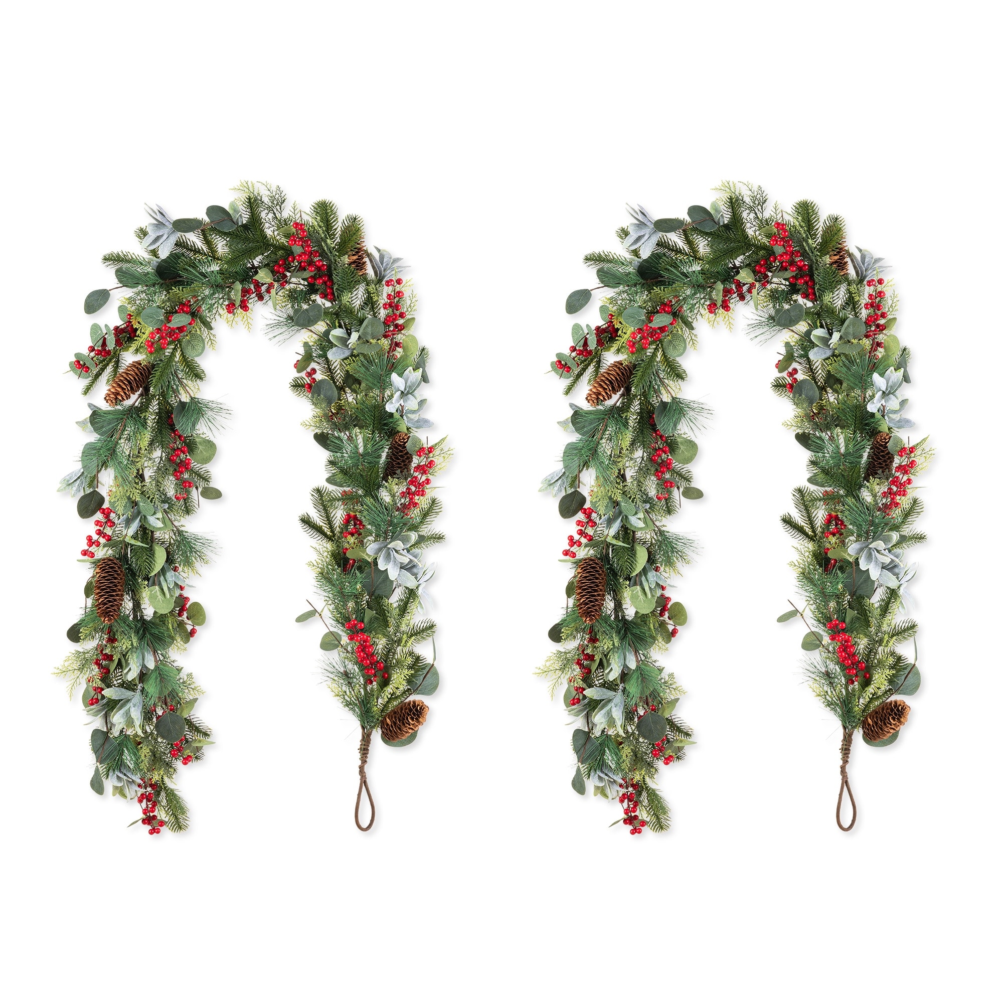 Glitzhome Christmas Berry Pinecone & Bell Teardrop Garland Door Hanging Decor