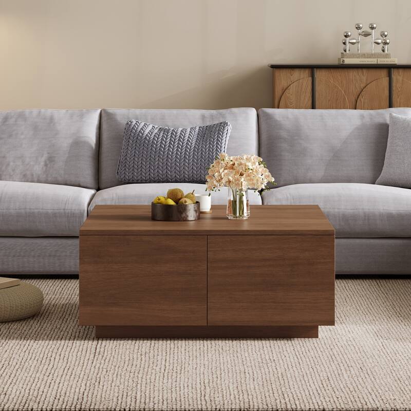 Elegant Square Coffee Table with 4 Spacious Drawers by Harper&Bright Designs